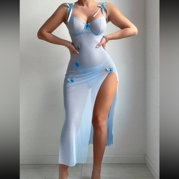 Butterfly Adhesive Mesh Sexy Lingerie Set For Women - Picture 3 of 4